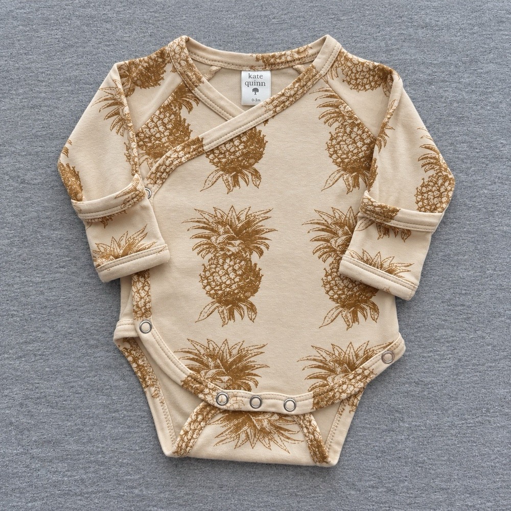 Boutique Kate Quinn Long Sleeve Wrap Bodysuit One-Piece Organic Cotton 0-3M